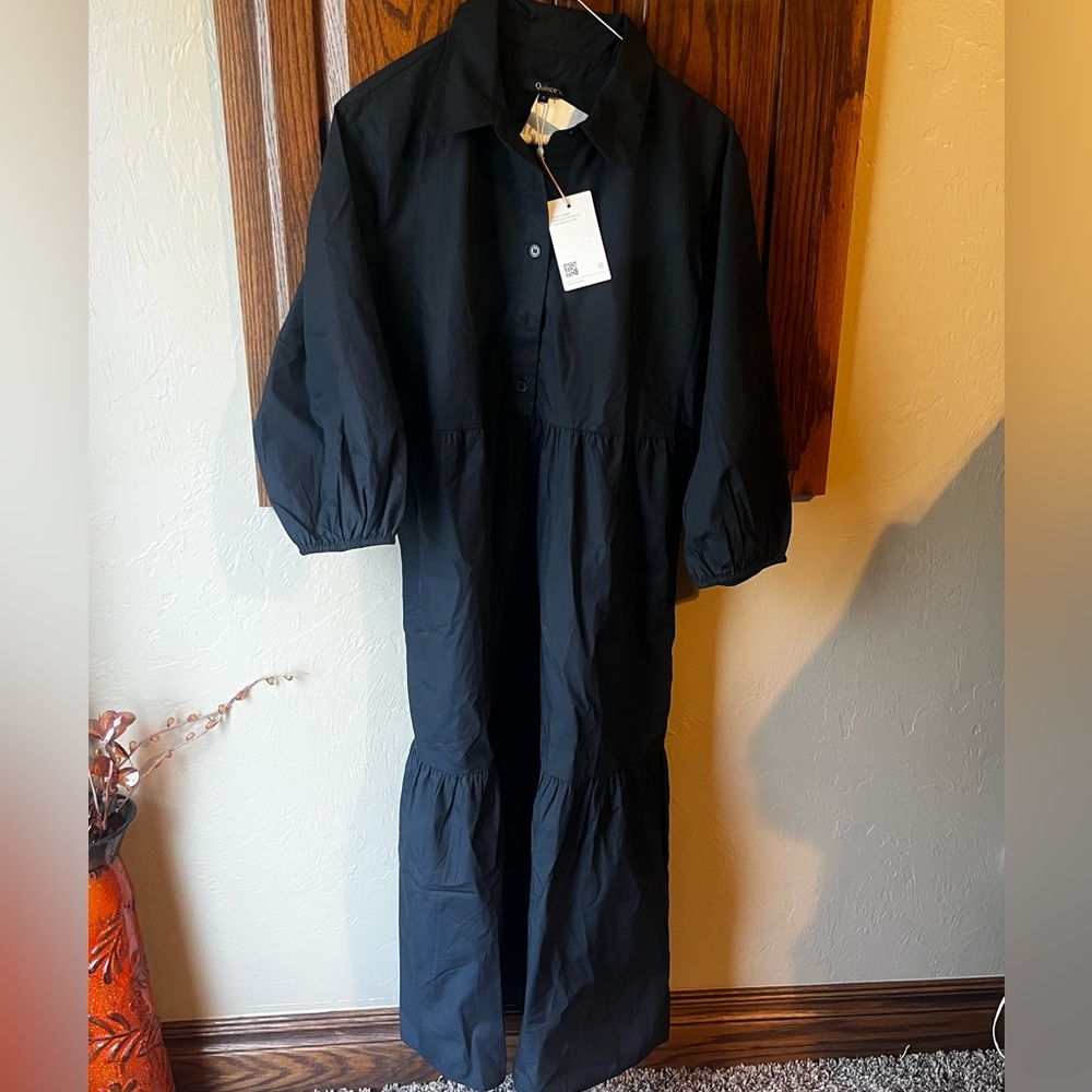 Quince Black Mid Tunic Dress